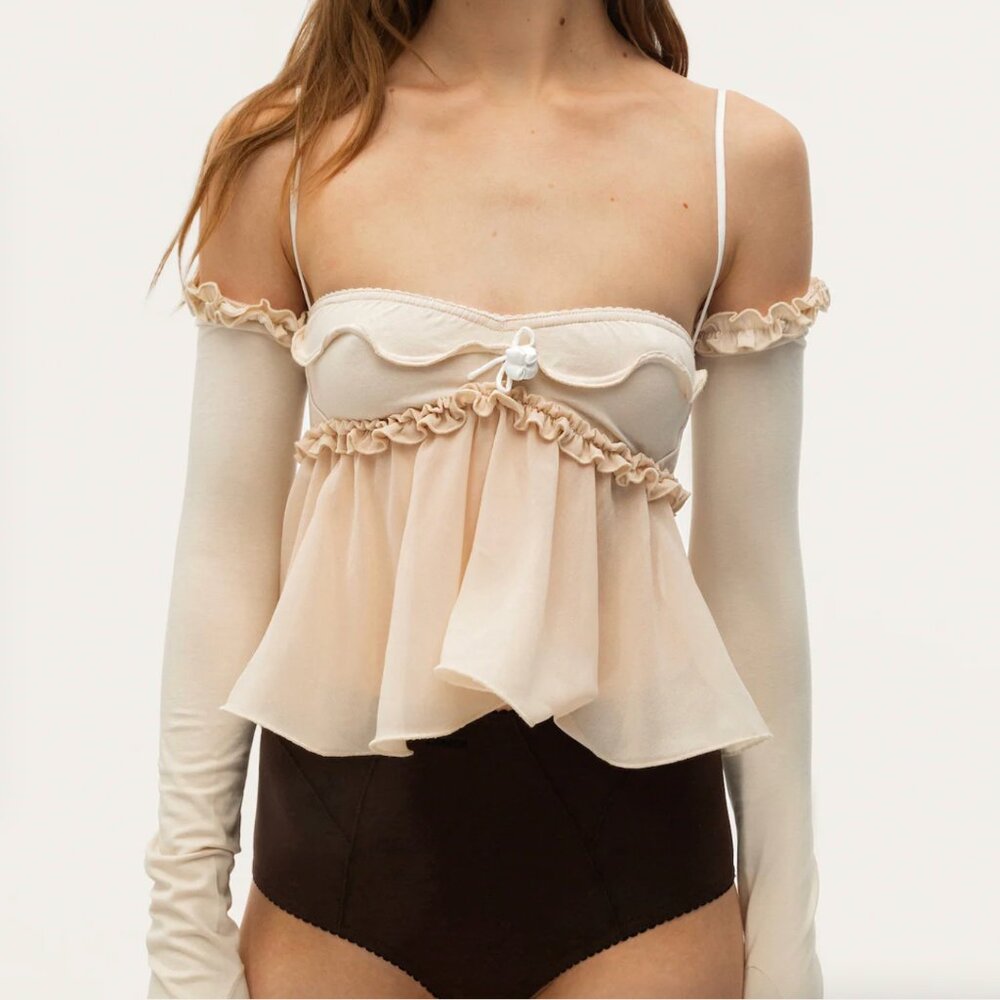 Top with Wave in Beige size M-L